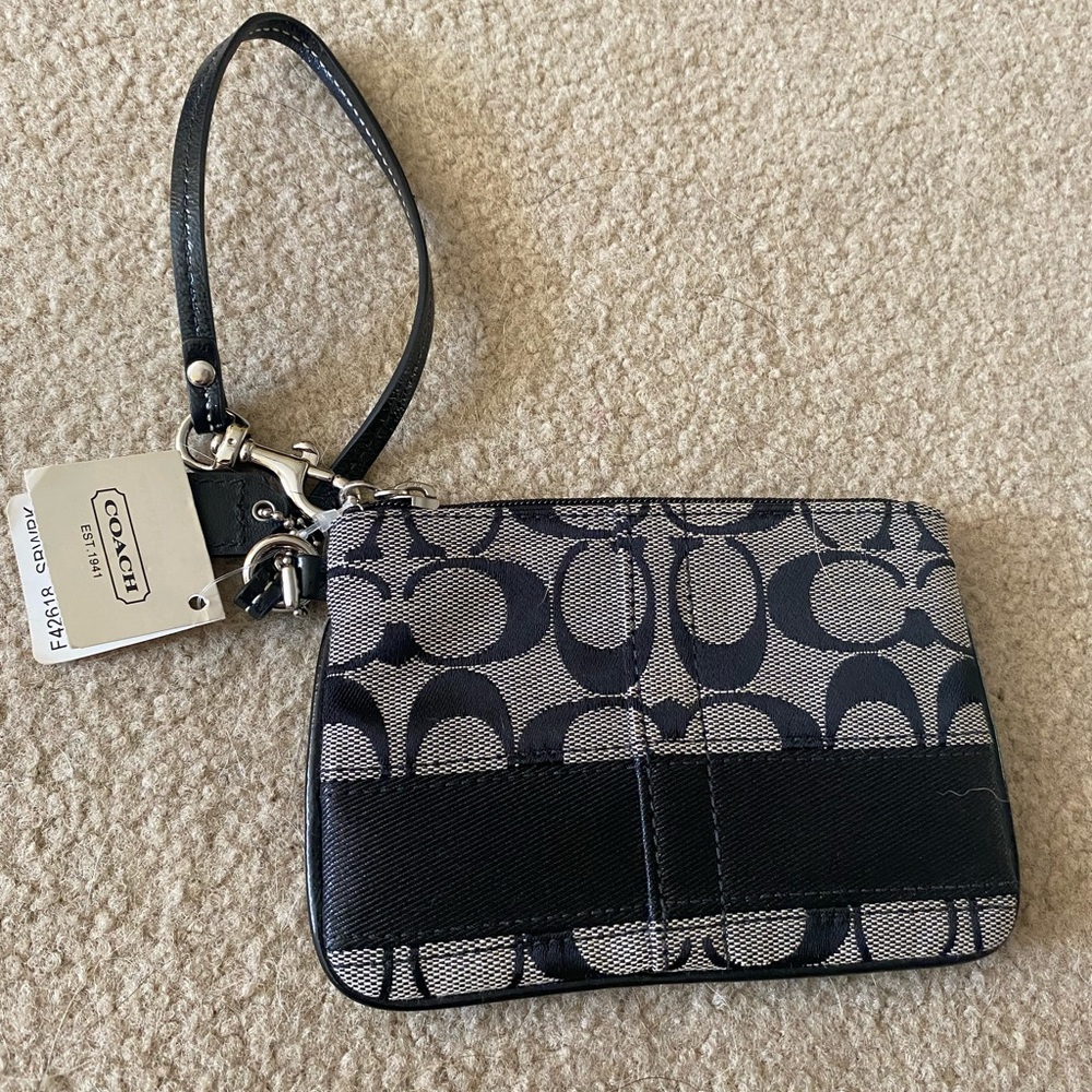 NWT Vintage Coach wristlet black and silver